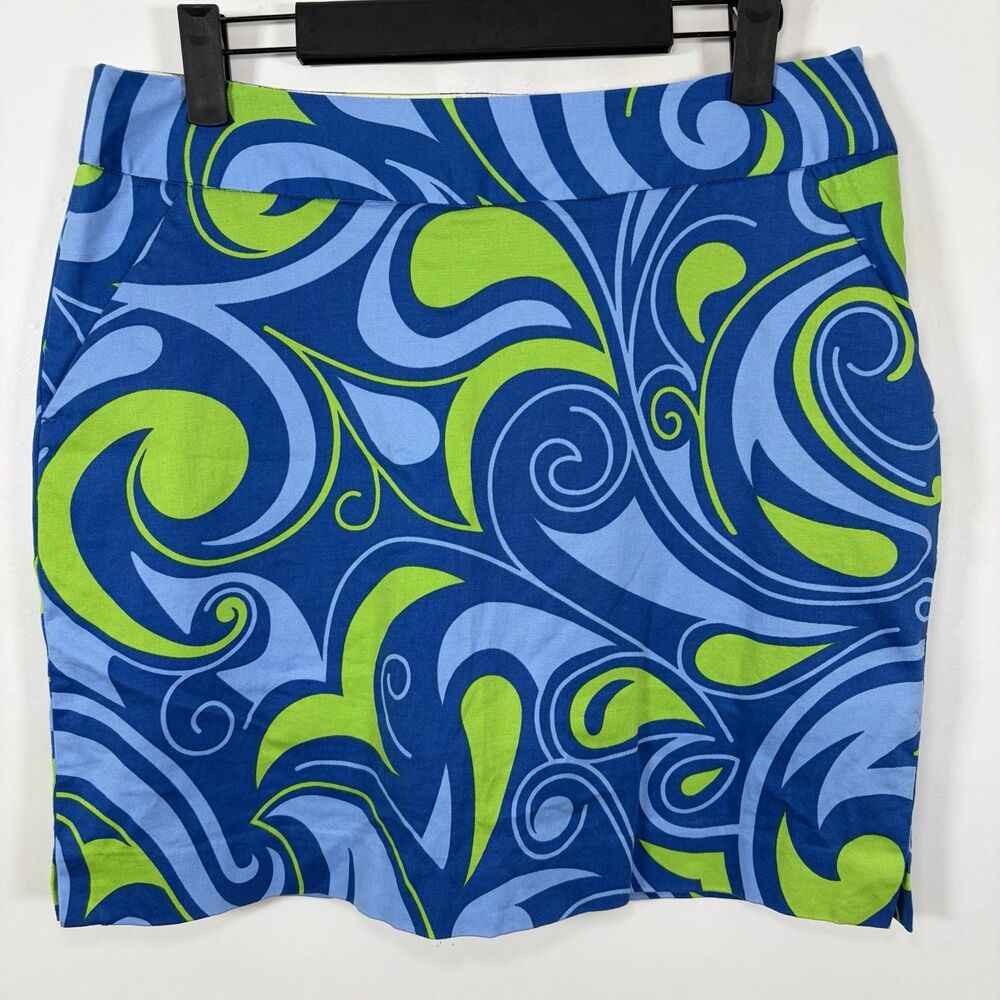 Loudmouth Ladies Golf Skort Womens Size 4 Green Blue Geometric 30” Waist - Picture 1 of 10